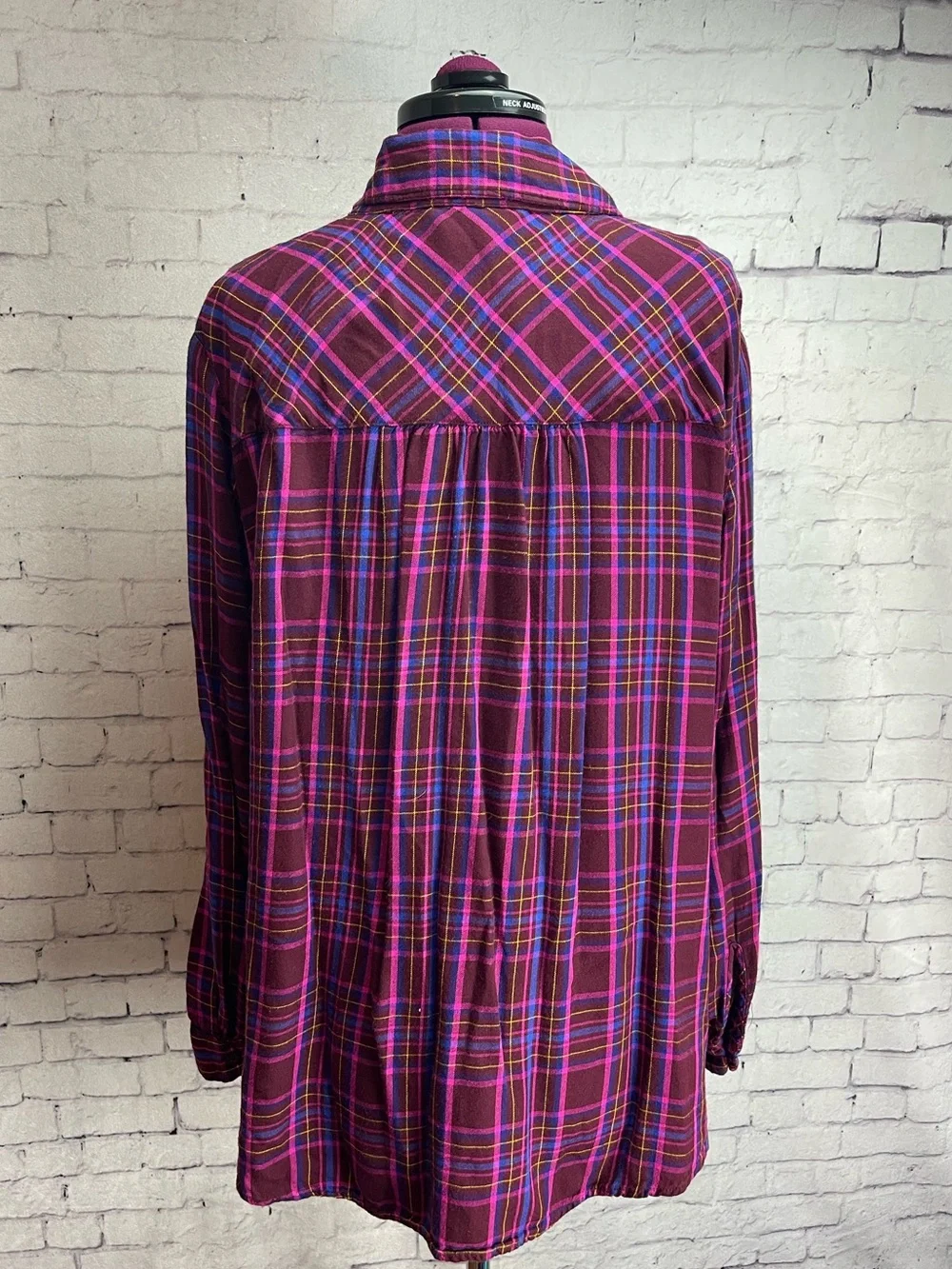 Lane Bryant size 18/20 maroon plaid long sleeve button down shirt